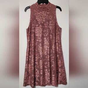 A Line Floral Lace Sleeveless Dress